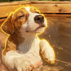 splashing dog